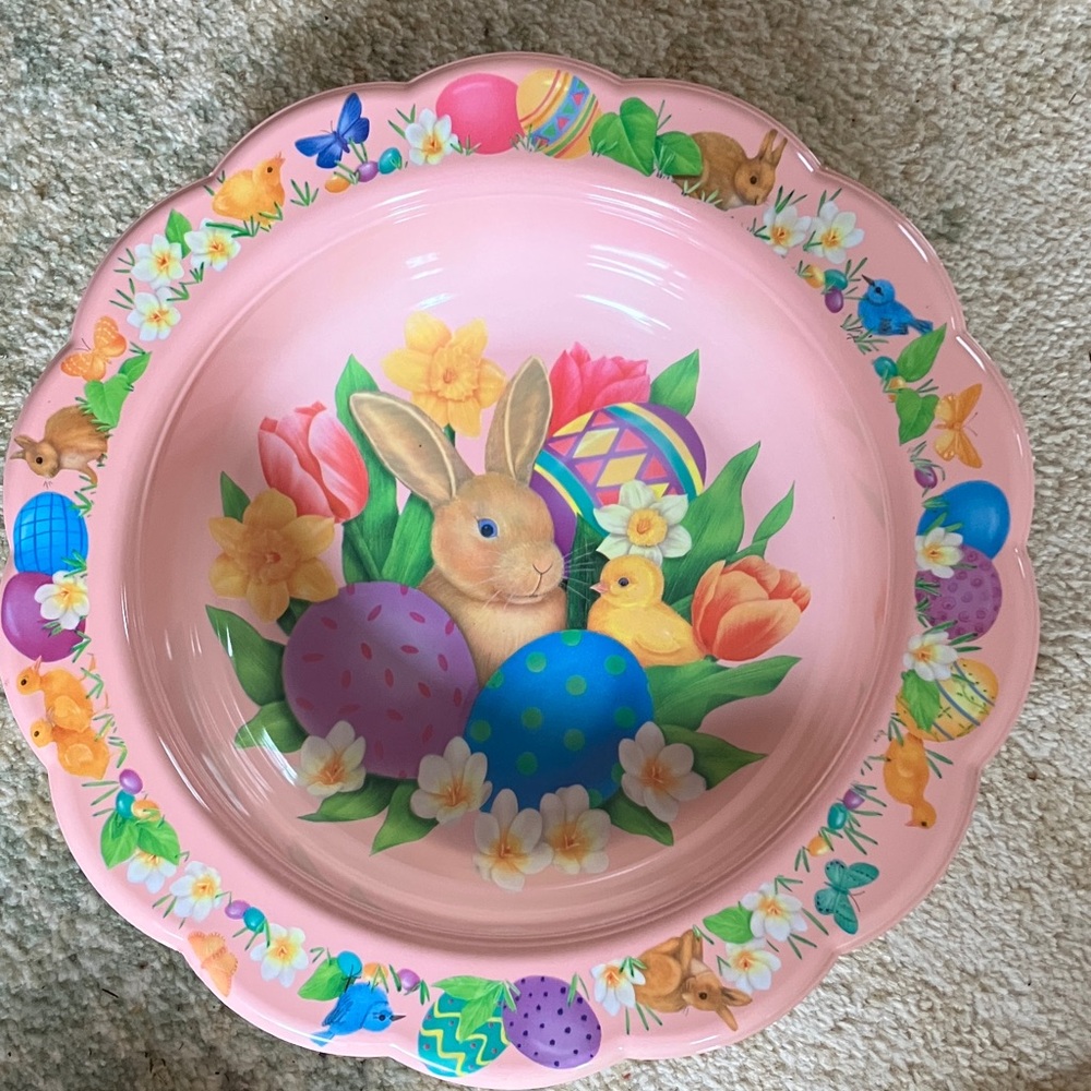 Pink Easter Bunny Decorative Serving Bowl